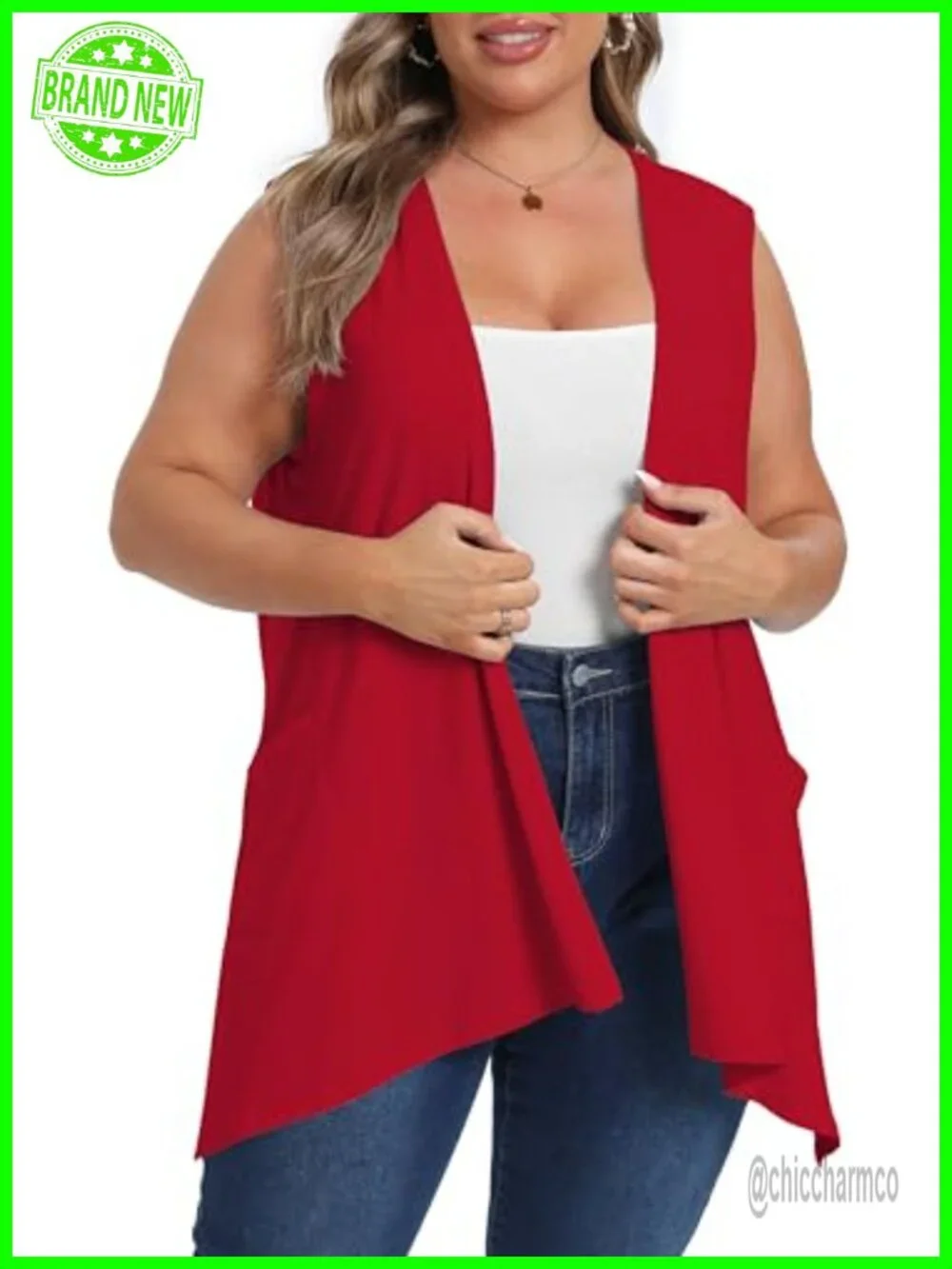 Lightweight Plus Size Sleeveless Cardigan with Pockets Summer Open Front Shawl